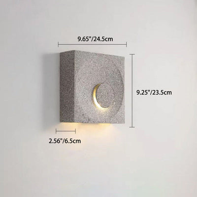 Contemporary Scandinavian Eclipse Square Cement 1-Light Wall Sconce Lamp For Bedroom