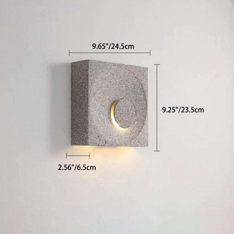 Contemporary Scandinavian Eclipse Square Cement 1-Light Wall Sconce Lamp For Bedroom