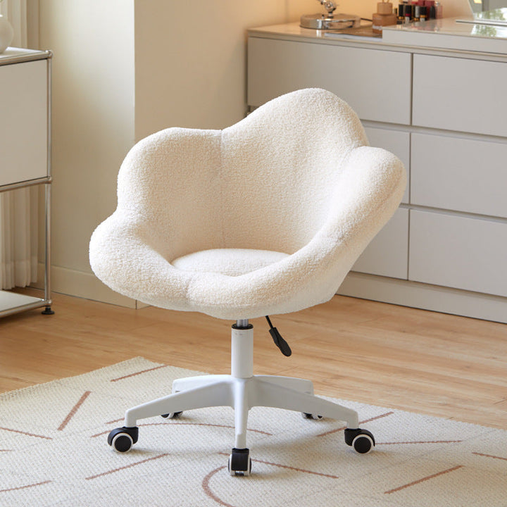 Tabouret de coiffeuse moderne minimaliste rond en métal avec dossier sans accoudoirs en laine d&