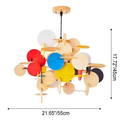 Nordic Creative Round Building Blocks Solid Wood 1-Light Pendant Light