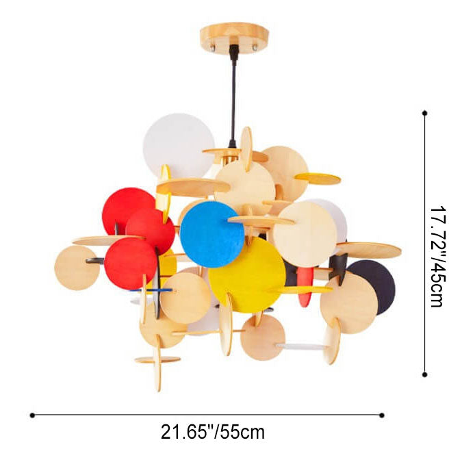 Nordic Creative Round Building Blocks Solid Wood 1-Light Pendant Light