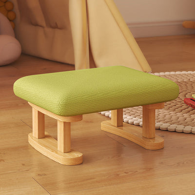 Taburete Bajo Rectangular de Tela y Madera Minimalista Moderno para Sala de Estar 