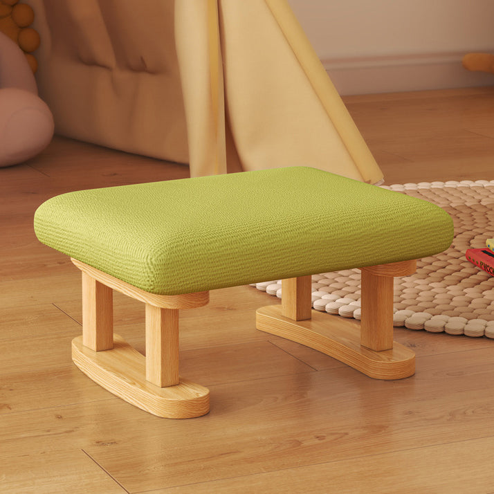 Taburete Bajo Rectangular de Tela y Madera Minimalista Moderno para Sala de Estar 