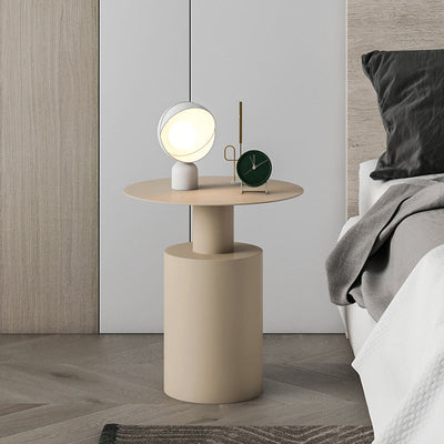 Table de nuit moderne minimaliste en cylindre rond en fer avec 1 plateau pour le chevet 