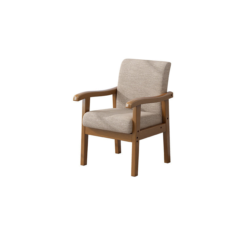 Silla moderna minimalista cuadrada tapizada en tela de algodón y lino con madera maciza para sala de estar 