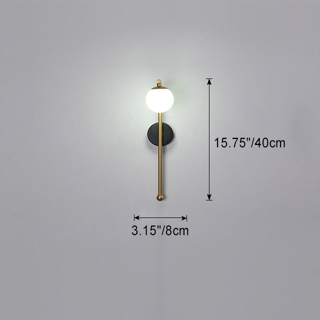 Lampe murale contemporaine de luxe avec abat-jour sphérique en acrylique, fer et aluminium à 1 lumière pour chambre 