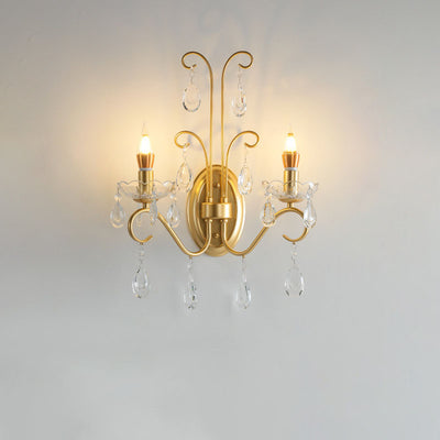 Traditionelle französische Kristallzweig-Wandleuchte mit 2 Lichtern für das Wohnzimmer 