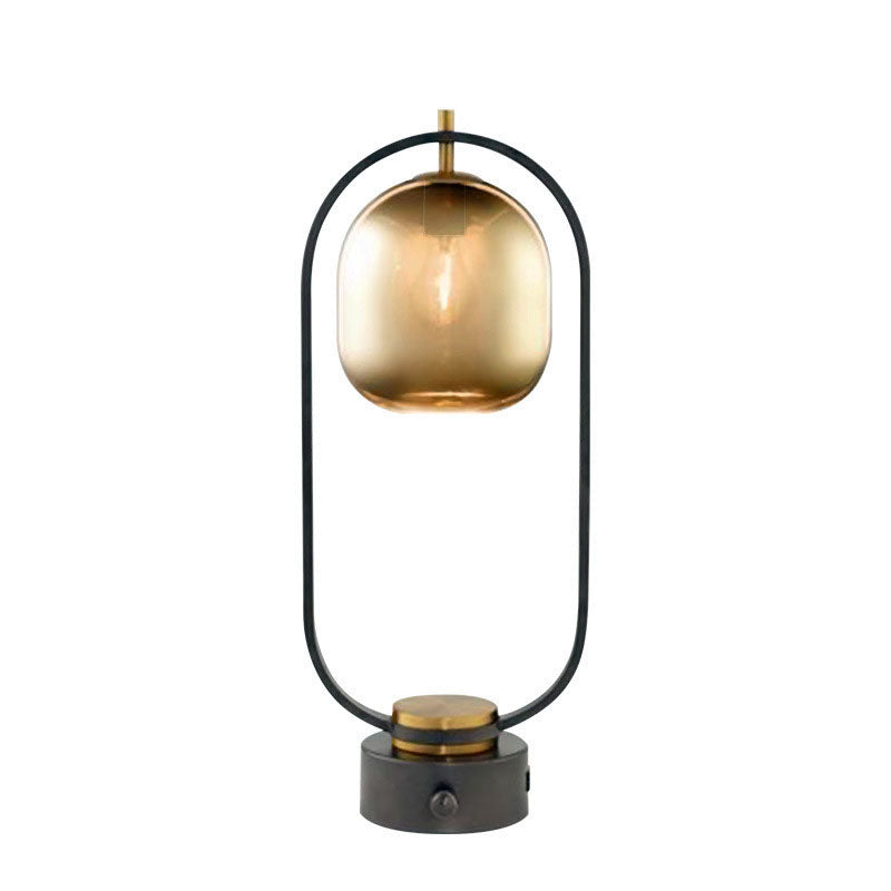 Moderner minimalistischer kreativer Schmiedeeisen-Oval-1-Licht-Tischlampe 