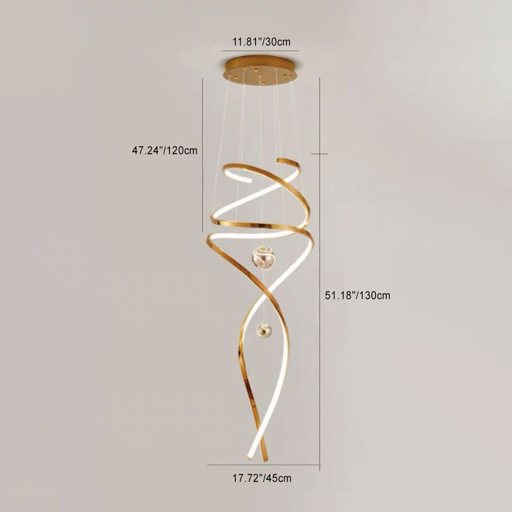 Zeitgenössische skandinavische Titan Edelstahl Acryl Linie LED Pendelleuchte für Wohnzimmer 