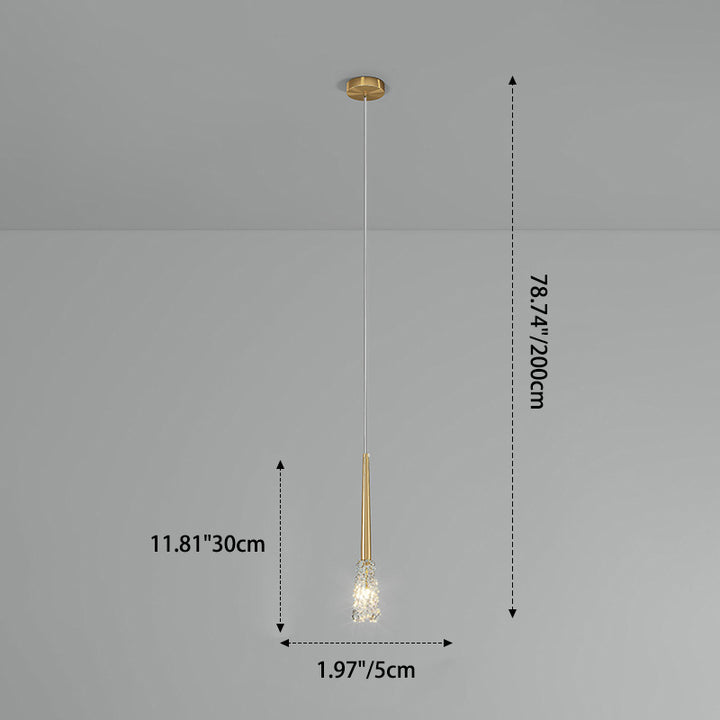 Moderne Kupfer-Klarglas-Tapered 1/2 Licht Pendelleuchte 