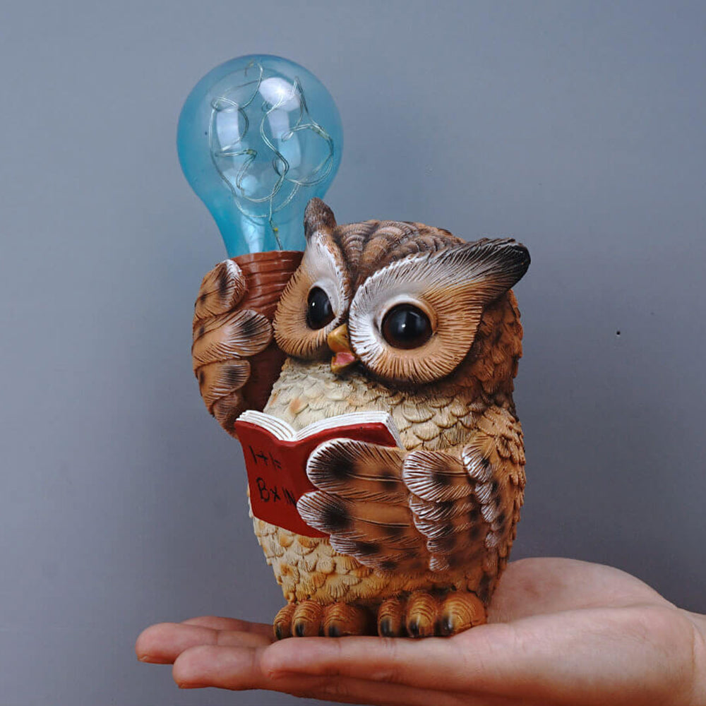 Lampe de table à LED en résine de hibou solaire décoratif moderne 