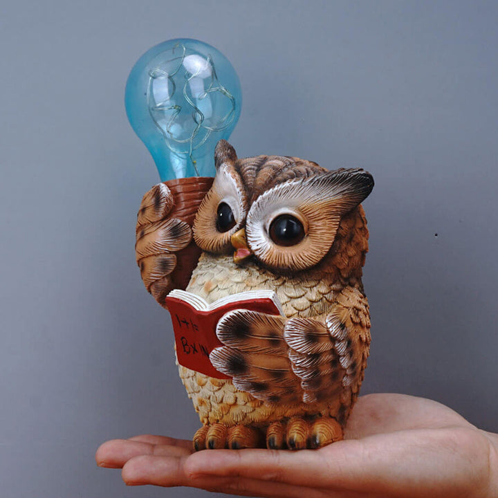 Lampe de table à LED en résine de hibou solaire décoratif moderne 