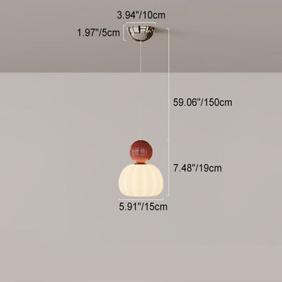Suspension LED avec abat-jour en PE citrouille de simplicité contemporaine et boule en fer pour chambre 
