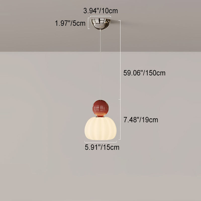 Suspension LED avec abat-jour en PE citrouille de simplicité contemporaine et boule en fer pour chambre 