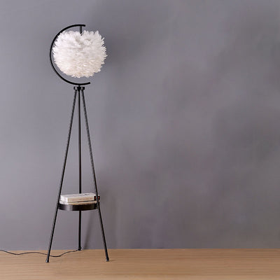 Contemporary Creative Iron Feather Tripod 1-Light Standing Floor Lamp For Bedroom