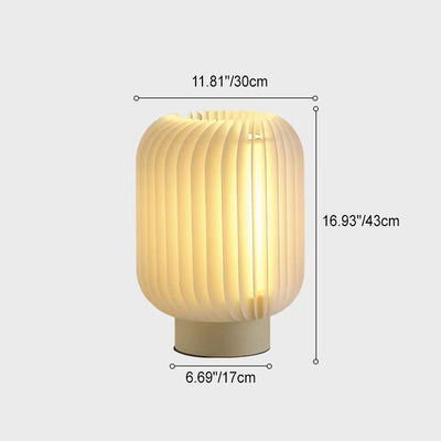 Modern Simplicity Round Pleated Iron Acrylic Fabric LED Table Lamp For Bedroom