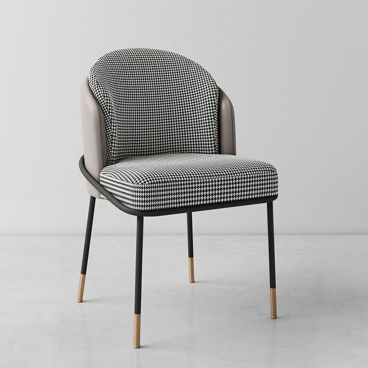 Contemporary Nordic PU Leather Fabric Iron Sponge Square Wraparound Dining Chair Backrest For Living Room
