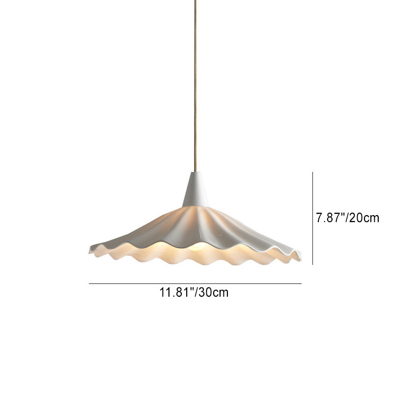 Moderne minimalistische runde plissierte Keramik 1-Licht Pendelleuchte für Wohnzimmer 