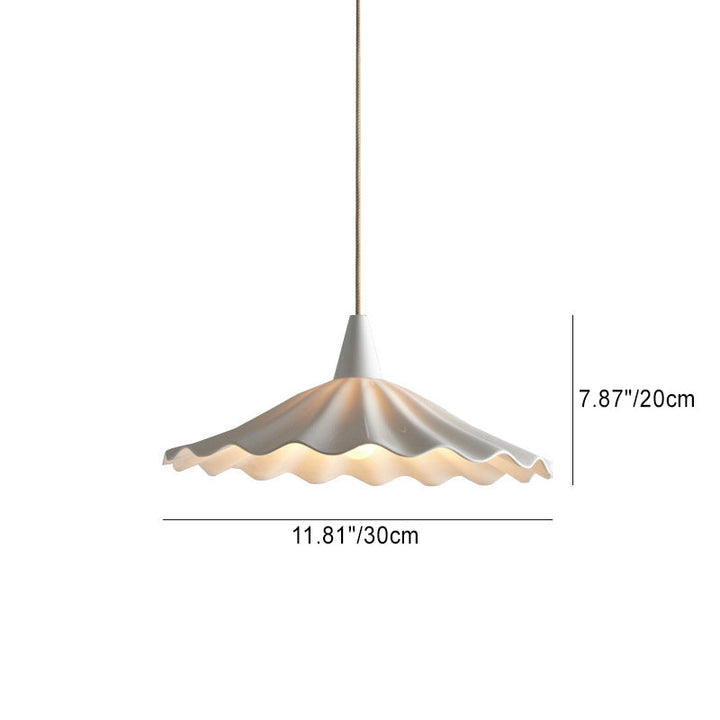 Moderne minimalistische runde plissierte Keramik 1-Licht Pendelleuchte für Wohnzimmer 