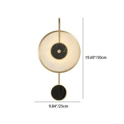Moderne minimalistische konzentrische Kreise gebogene Stange Marmorscheibe Eisen Kupfer LED Wandleuchte Lampe für Wohnzimmer