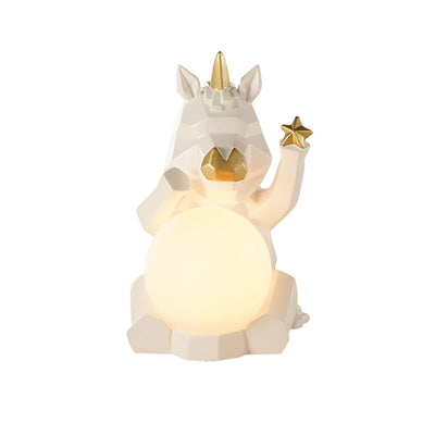 Contemporary Creative Resin Unicorn Glass Shade 1-Light Kids Table Lamp For Bedroom