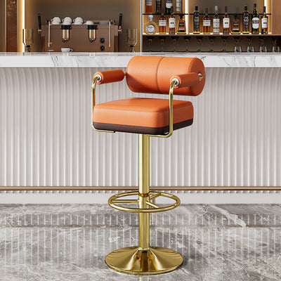 Tabouret de bar cylindrique carré en alliage d'aluminium éponge en cuir minimaliste moderne avec dossier et accoudoir pour cuisine 