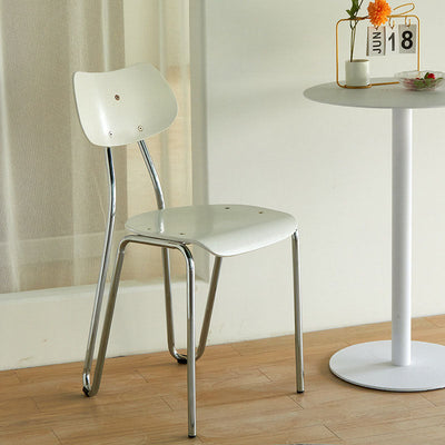 Moderner minimalistischer quadratischer Metall-Holz-Stuhl mit vier Beinen und Rückenlehne für das Wohnzimmer 