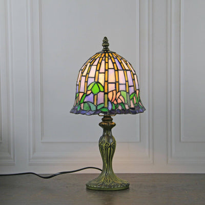 Traditional Tiffany Stained Glass Flower 1-Light Table Lamp For Bedroom