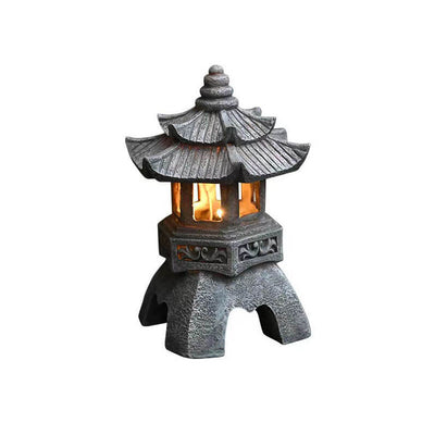 Retro Decorative Solar Tower Resin LED Outdoor Landscape Lighting