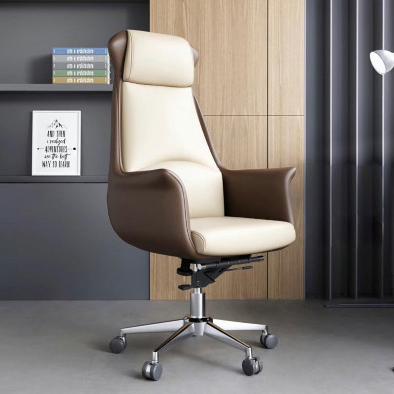 Moderner minimalistischer rechteckiger Hochlehner aus Leder mit Kohlenstoffstahl für das Home Office 