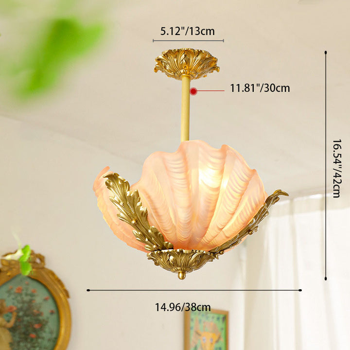 Lustre traditionnel français en laiton et verre avec 3/4 lumières pour salon 