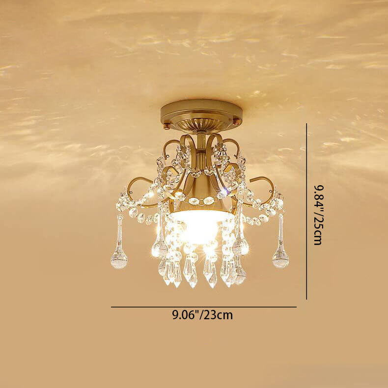 Modern Simple Crystal Flower-Shaped 1/3-Light Semi-Flush Mount Ceiling Light