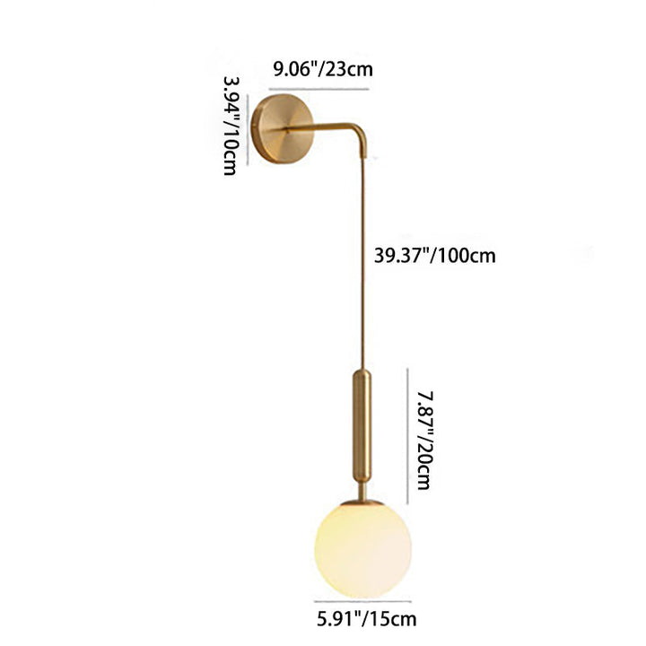 Lampe murale contemporaine Nordic Orb Hardware Glass 1-Light pour salon 