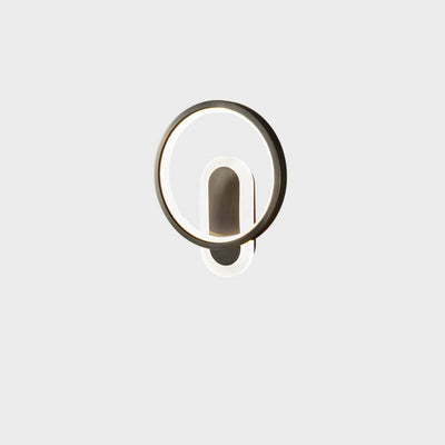 Aplique de pared LED con anillo circular geométrico de acrílico y cobre nórdico moderno 