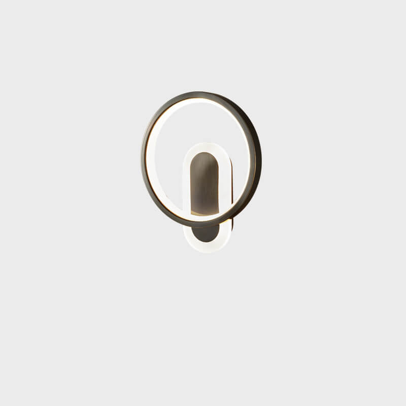 Aplique de pared LED con anillo circular geométrico de acrílico y cobre nórdico moderno 