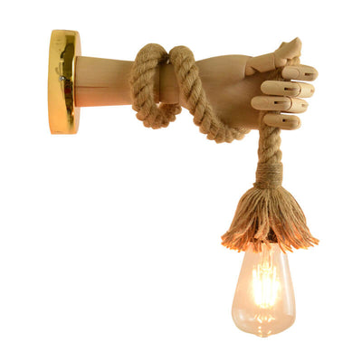 Vintage Creative Hand Shape Lamp Arm Hemp Rope Twine 1-Light Wall Sconce Lamp