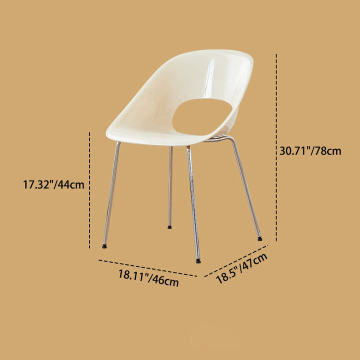 Contemporary Creative Square Hollow Out Backrest Plastic Iron Dining Chair For Dining Room