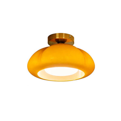 Modern Creative Glass Pumpkin Mushroom 1-Light Semi-Flush Mount Ceiling Light