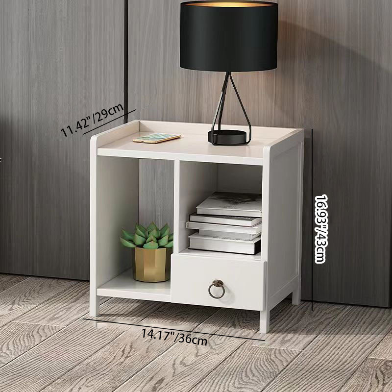 Table de chevet rectangulaire minimaliste moderne en bois massif avec 1/3 tiroir pour chambre 