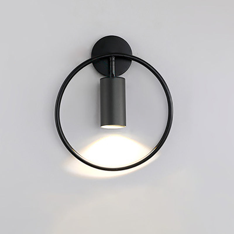 Applique murale moderne simplicité en fer cercle cylindre 1 lumière pour chevet 