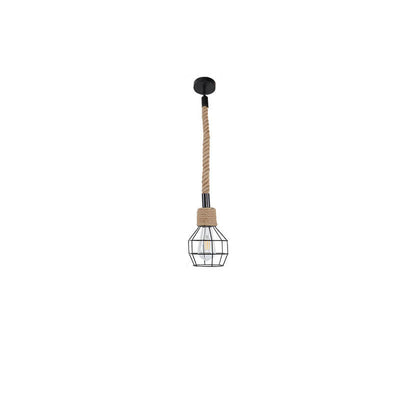 Nordic Retro Eisen Hanfseil Weben Vogelkäfig 1-Licht Pendelleuchte 