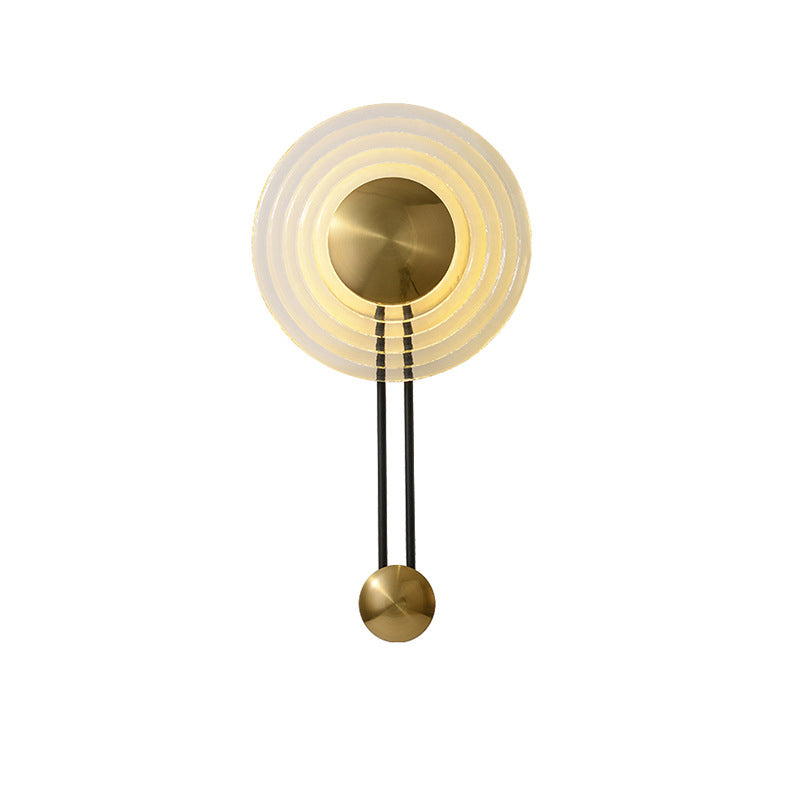 Zeitgenössische nordische runde Wasserkräuselungsglas-Eisen-LED-Wandleuchterlampe für Wohnzimmer