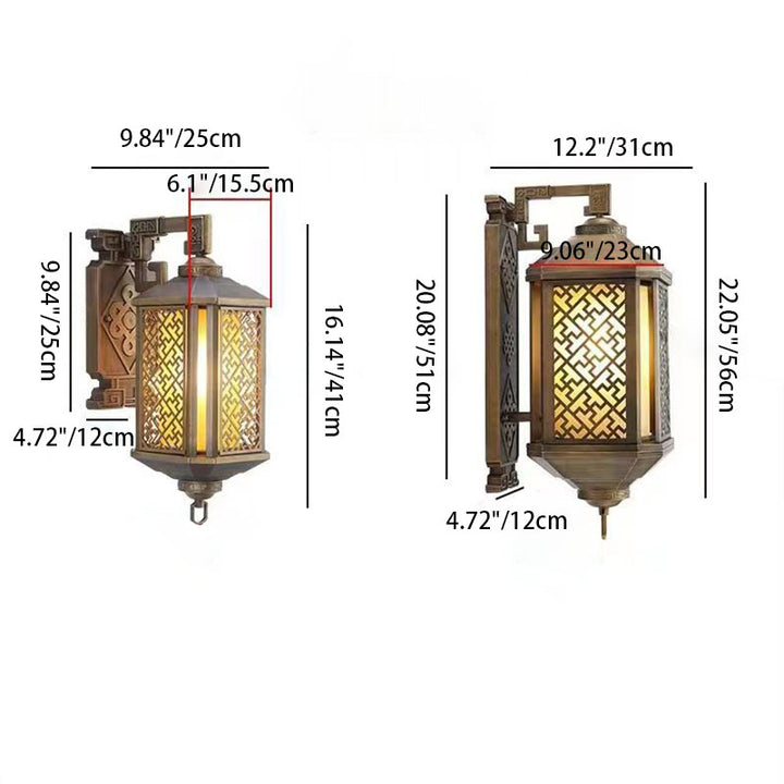 Lámpara de Aplique de Pared de 1 Luz de Pagoda de Casa de Aluminio Cepillado Chino Tradicional para Patio Exterior 