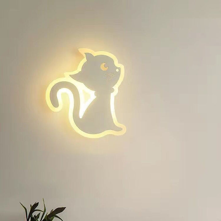 Moderne Einfachheit Cartoon Katze Eisen Acryl LED Wand Leuchte Lampe Für Schlafzimmer 