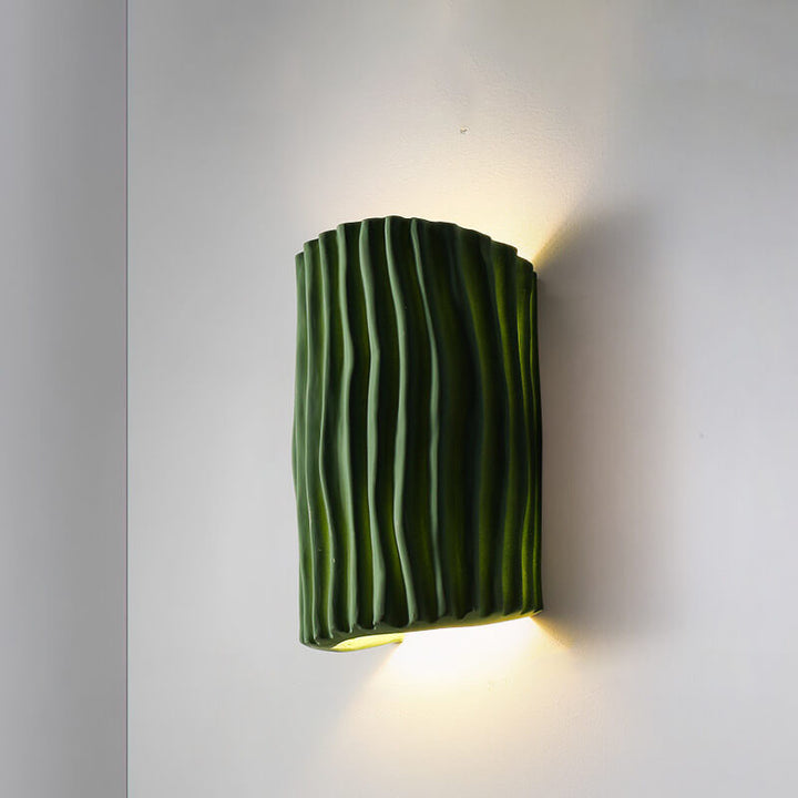 Contemporary Nordic Resin Striped Half Cylinder 2-Light Wall Sconce Lamp for Living Room