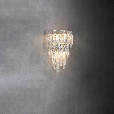 Zeitgenössische Luxus Kristall Quaste Halb Pfosten 1-Licht Wandleuchte Lampe für Wohnzimmer 