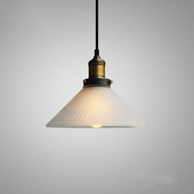 Vintage Industrial Frosted Glass Cone 1-Light Pendant Light