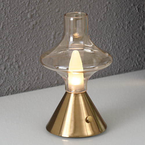 Zeitgenössische Einfachheit Glas Spinner Gyroskop Metall Basis LED USB Tisch Lampe Für Schlafzimmer 