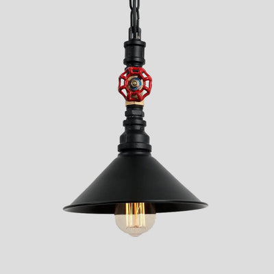 Contemporary Industrial Plumbing Cone Iron 1-Light Pendant Light For Dining Room
