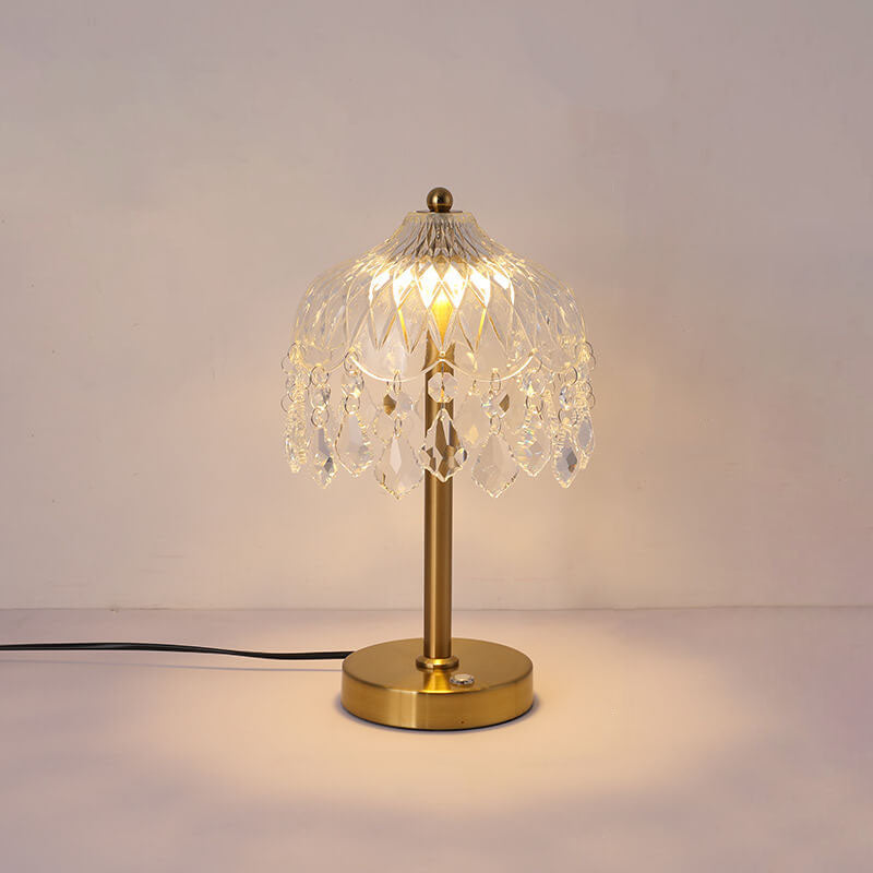 Modern Luxury Crystal Glass Umbrella USB LED Table Lamp